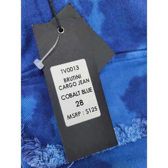 Si Tu Veux Brutini‎ Cargo Jeans Blue 28 Skinny Fit Stacked Grunge Street Style - Picture 7 of 7